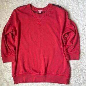 Gap Red With Plaid Pullover Shirt Women Size Small